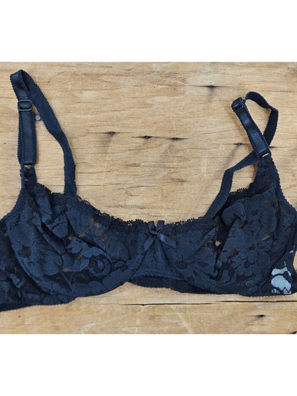 New VTG 90s Victoria's Secret Emma Demi Bra Womens 36A Black Lace Underwire